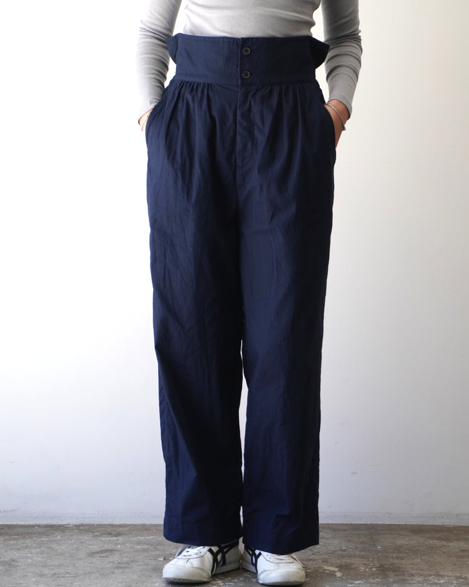 最終値下げ【美品】ゴーシュ ハイカウントリネン　ワイドパンツ　ネイビー ゴーシュ20/1ポプリン ワイドパンツ【正規販売店】通販 服 ハイ