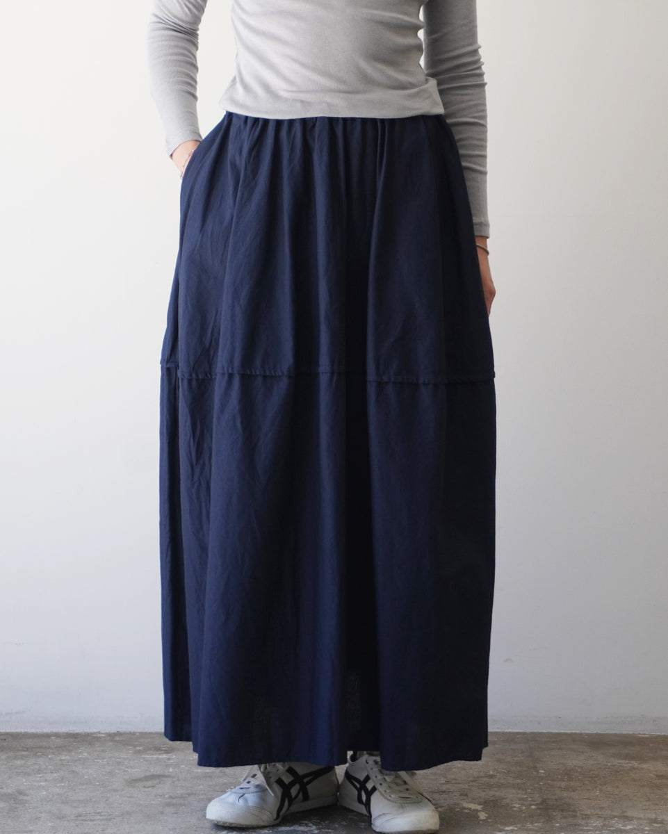 hariknitting ロングラップスカート ネイビーコットン ゴーシュ 20/1ポプリン ロングスカート【正規販売店】 通販 服