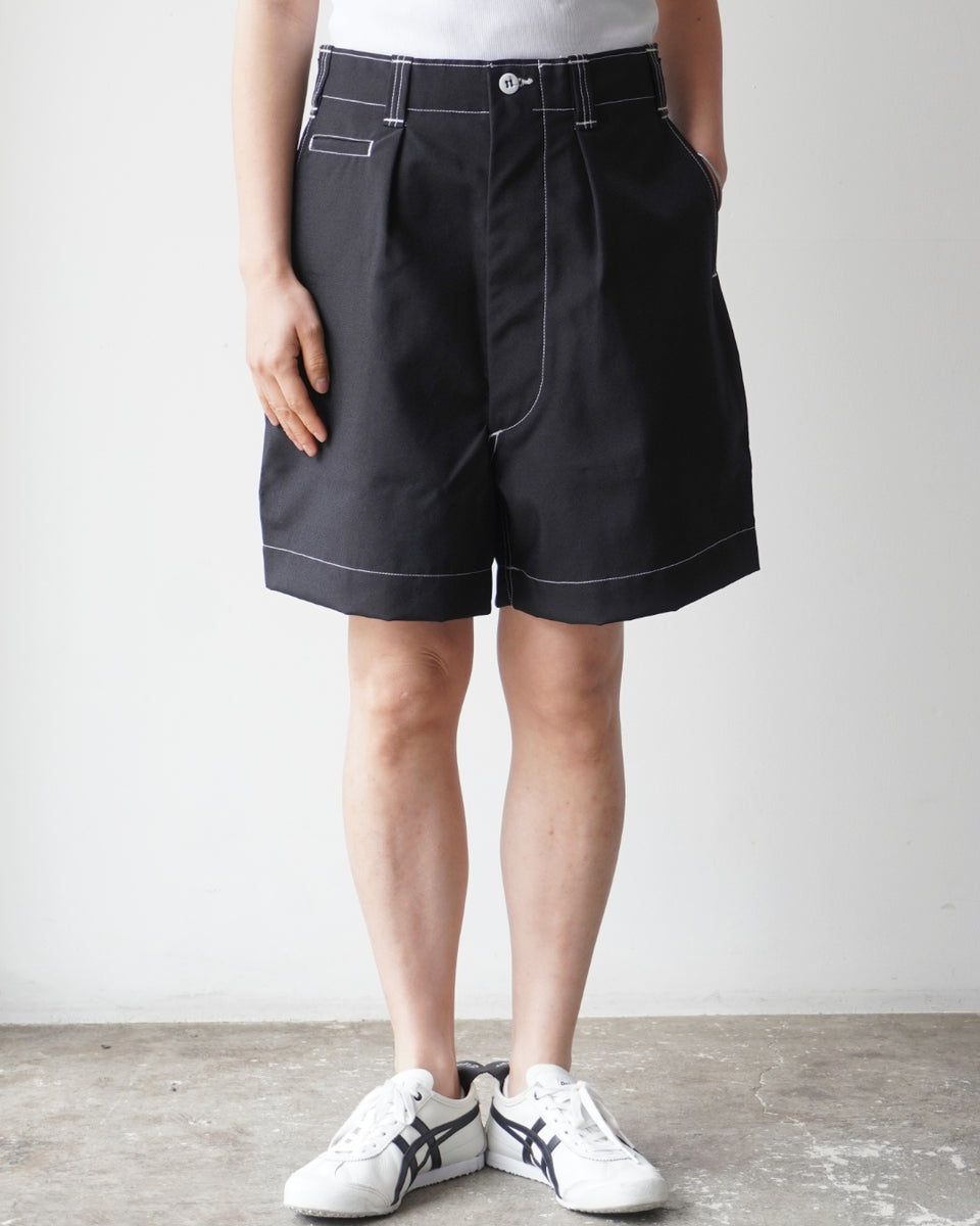 TUKI field shorts / black / polyester canvas /size0