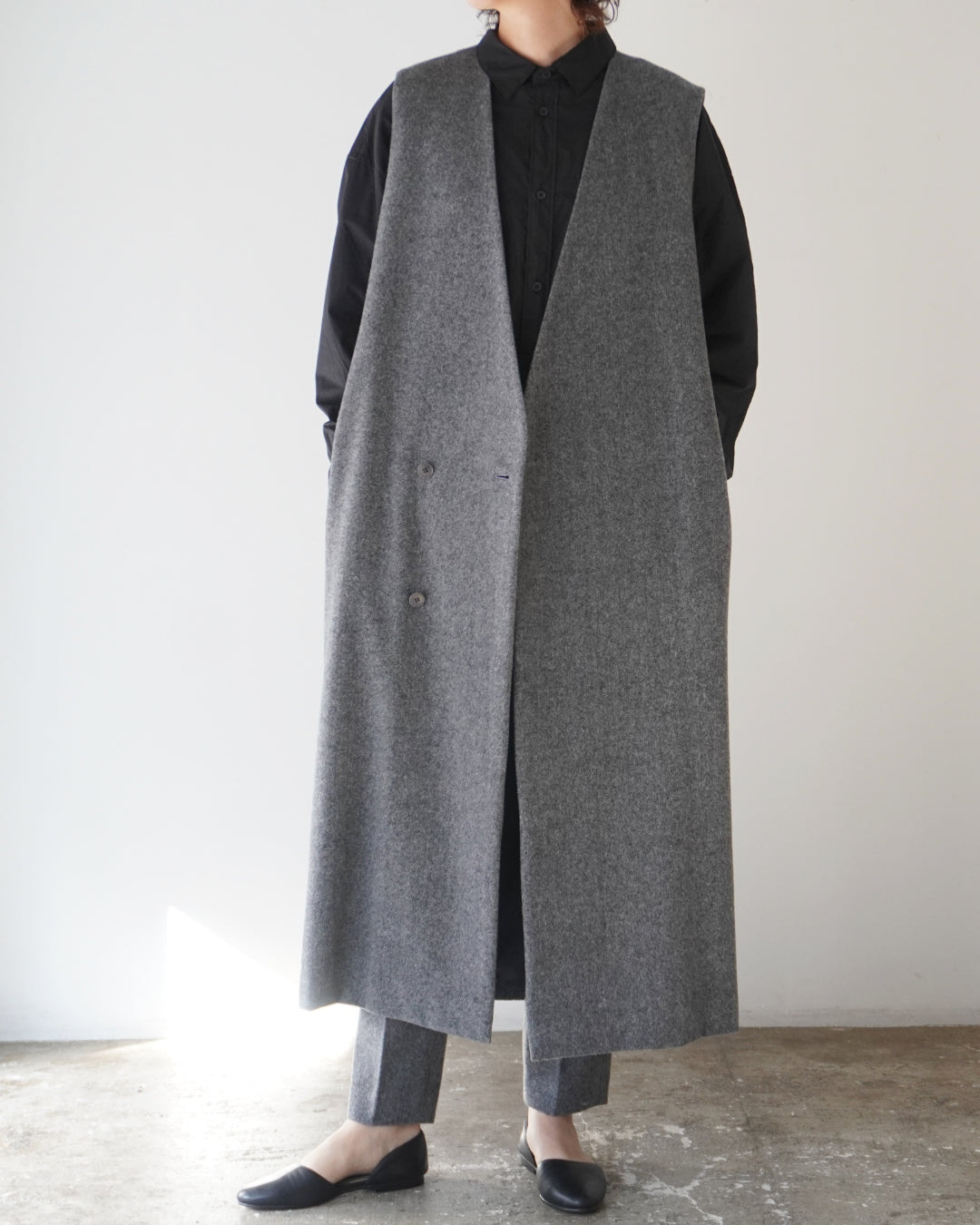ゴーシュ ウールベロア ベストコート /  グレー