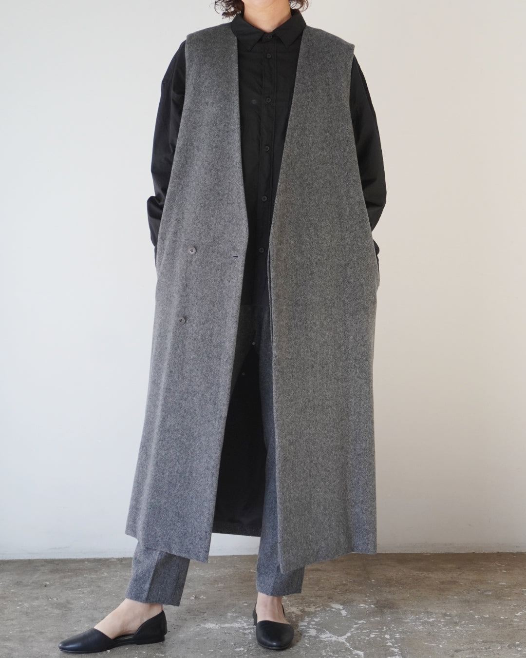 ゴーシュ ウールベロア ベストコート /  グレー