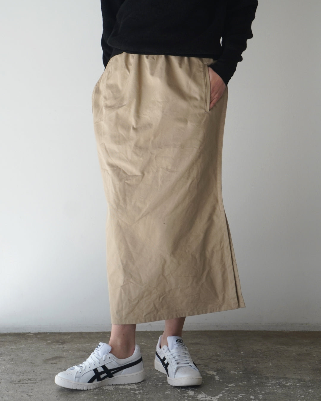 アシンメトリーベージュスカート ビンテージ風 パンク 非対称 ゴーシュ オーガニックダック 変形スカート 通販【正規販売店】服