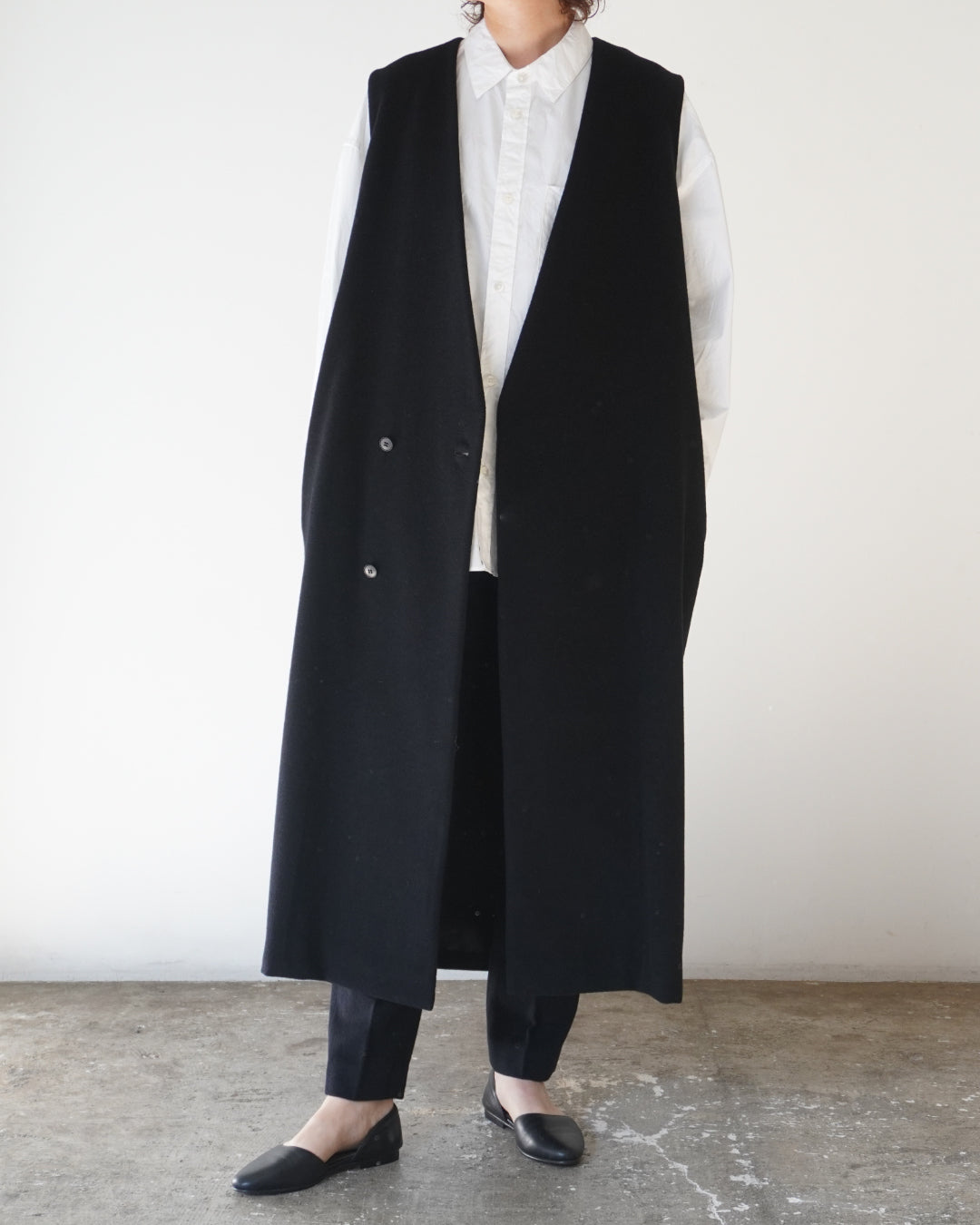 ゴーシュ ウールベロア ベストコート /  ブラック