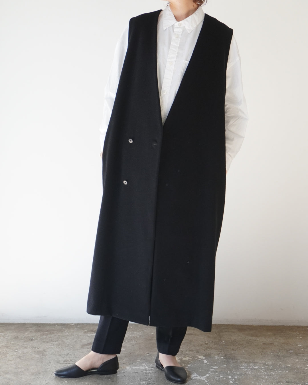 ゴーシュ ウールベロア ベストコート /  ブラック