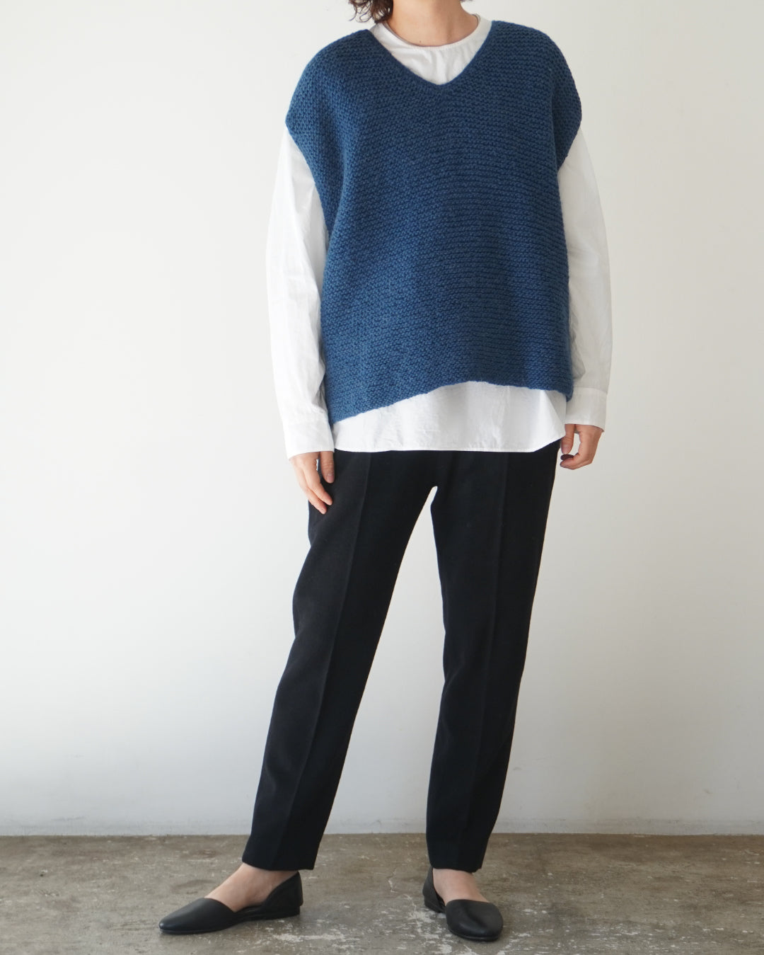 ゴーシュ アルパカウールハンドニット ベスト / ブルー