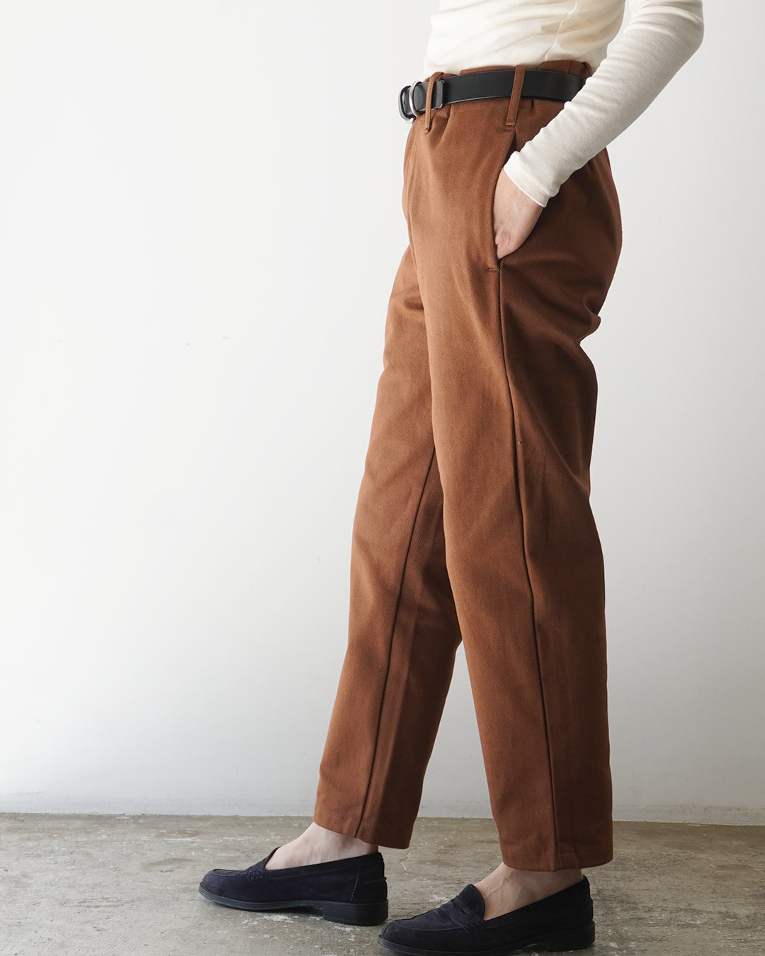 TUKI s/s slim trousers / brown / katsuraghi drill【正規通販店 