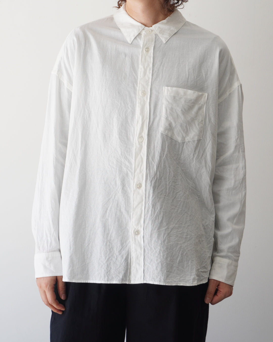 ゴーシュ コットンリネンガーゼ シャツ/ ホワイト