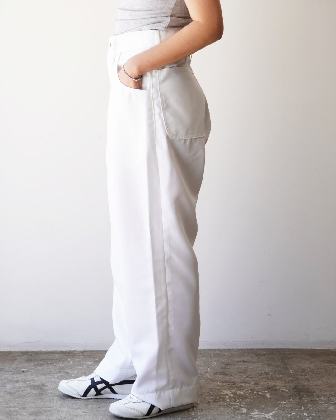 TUKI 5 pocket pants / white / polyester canvas / size0