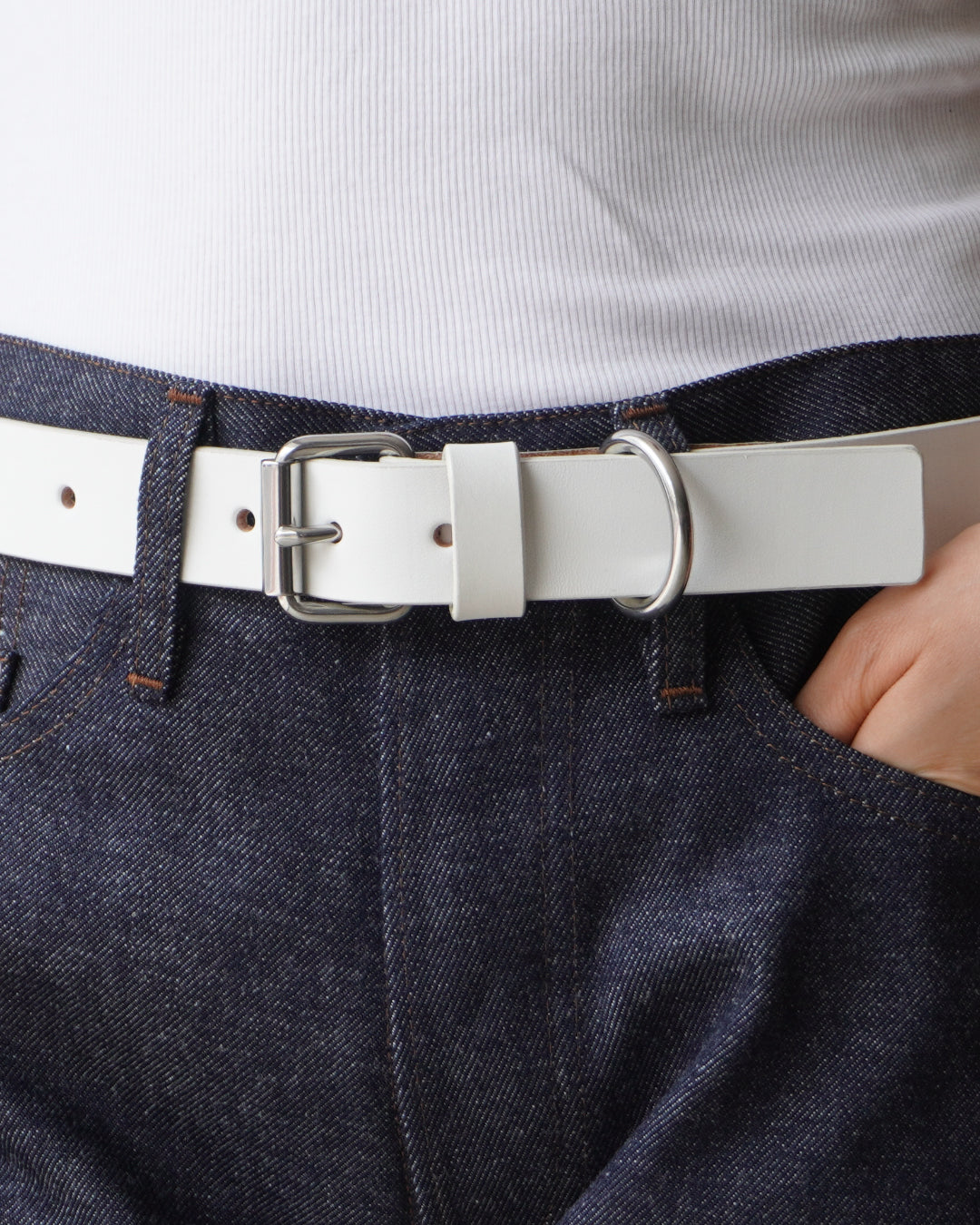 TUKI doggie belt / white / cow leather